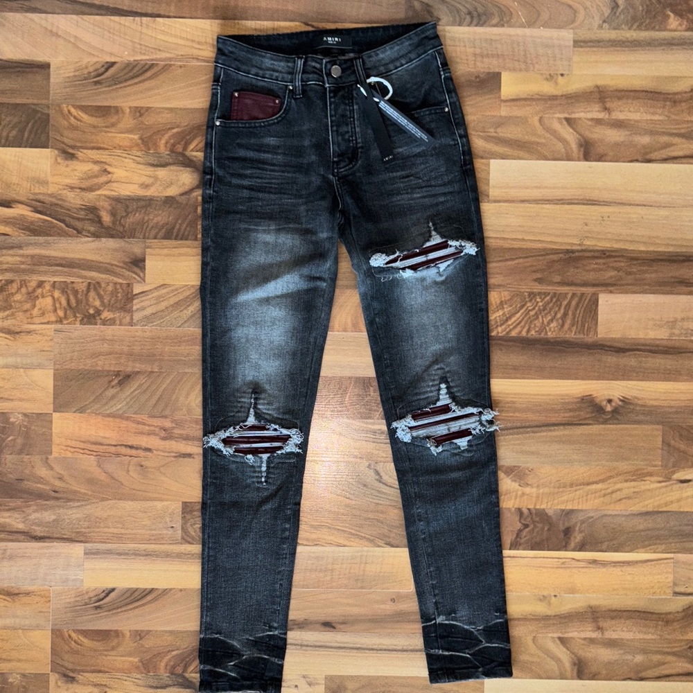 AMIRI Red Burgundy Patch MX1 Men's Leather
